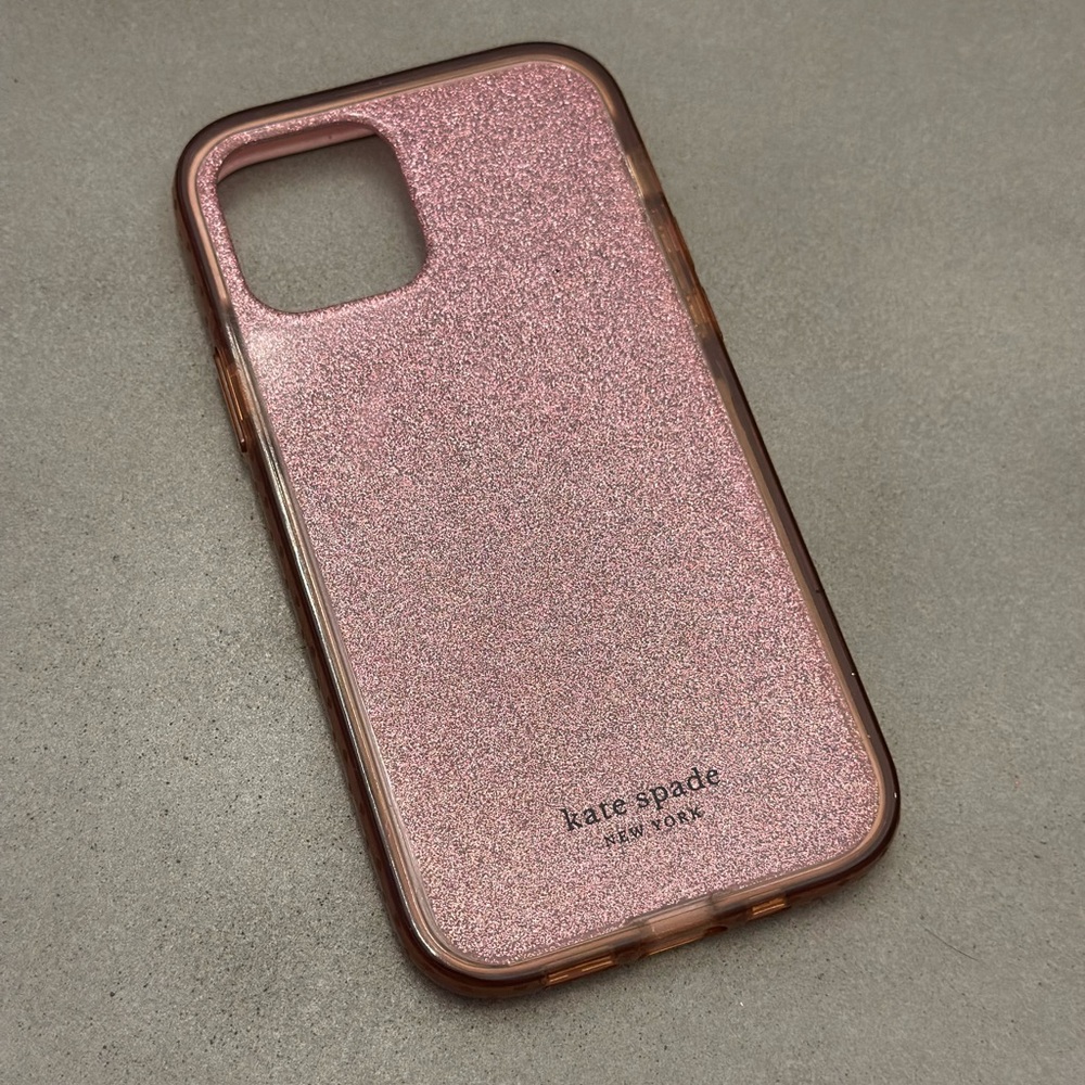 Kate Spade Pink Glitter iPhone 12 Pro Case with bumpers